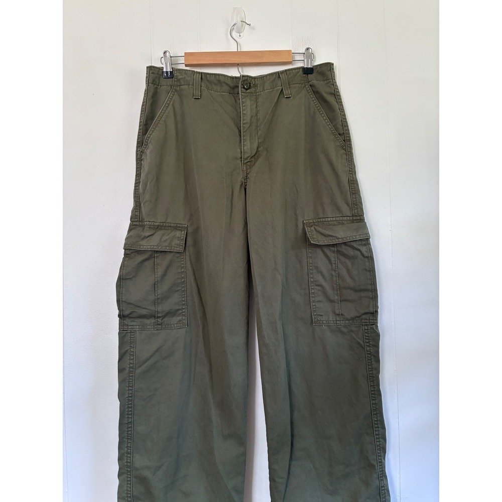 Levis 94 Baggy Cargo Pants Olive Green Womens 30 Wide Leg Utility Streetwear - Picture 2 of 9